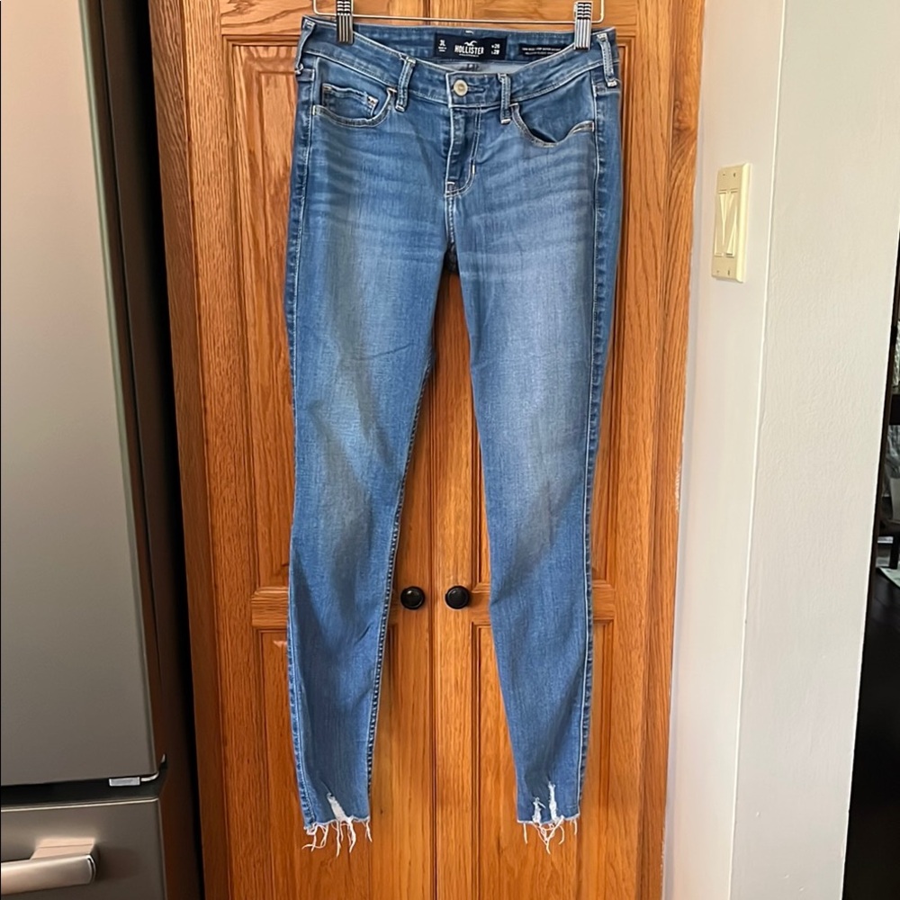 Hollister Blue Skinny Jeans with Raw Hem